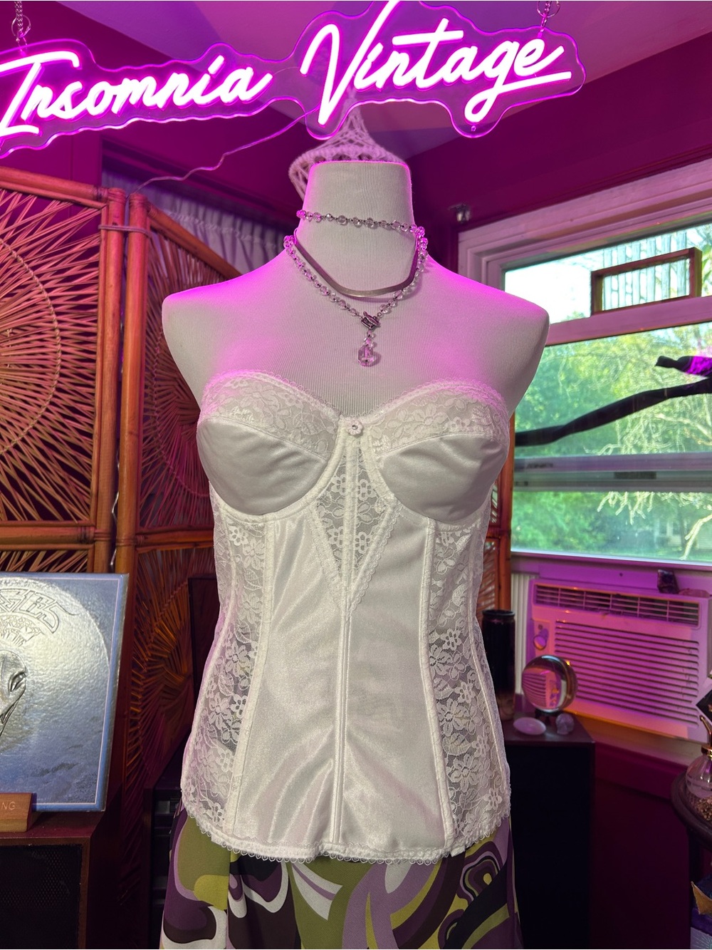 Dominique Y2K White Lace Bustier Corset Top